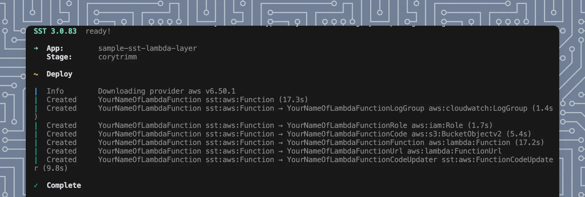 Build Deploy Steps for Publishing SST to AWS from Terminal