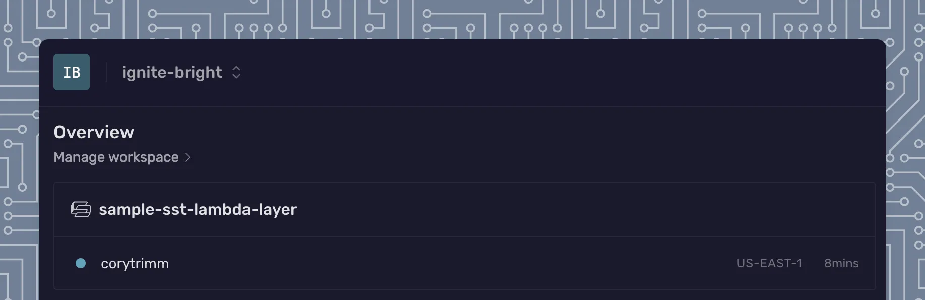 Screenshot of Lambda Function from the SST Console