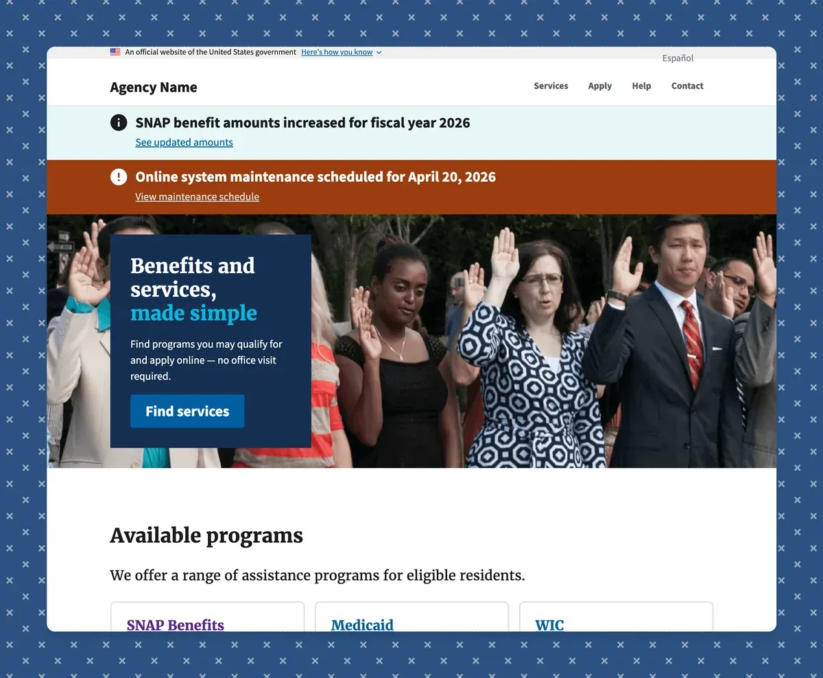 Screenshot of the US Government USWDS Astro Starter Template