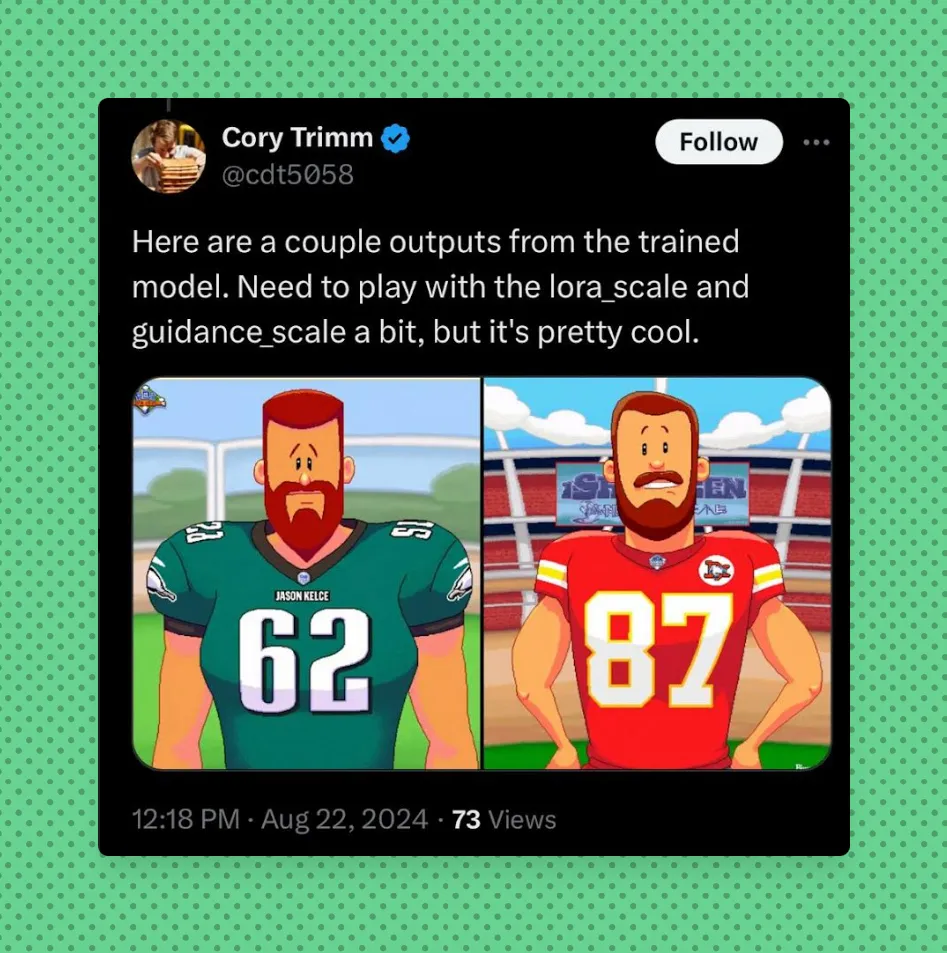 Screenshot of Tweet with Jason and Travis Kelce as Backyard Sports Characters