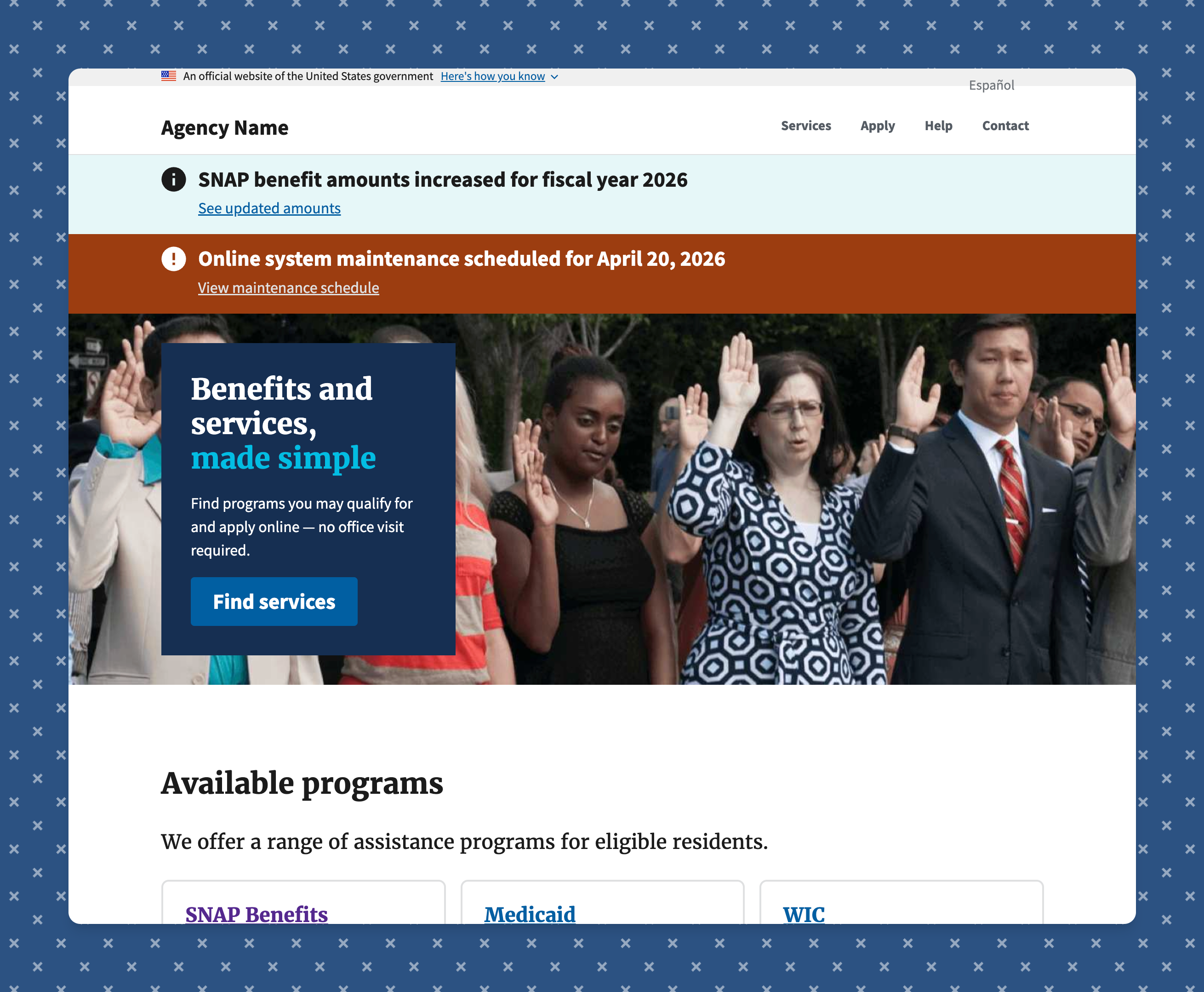 Preview of US Government USWDS Starter Template