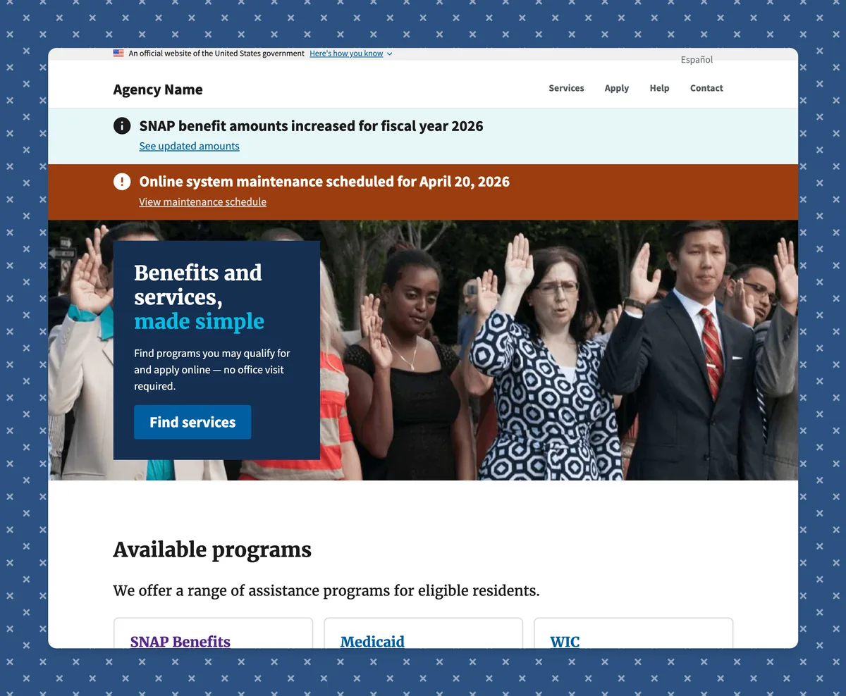 Preview of US Government USWDS Starter Template
